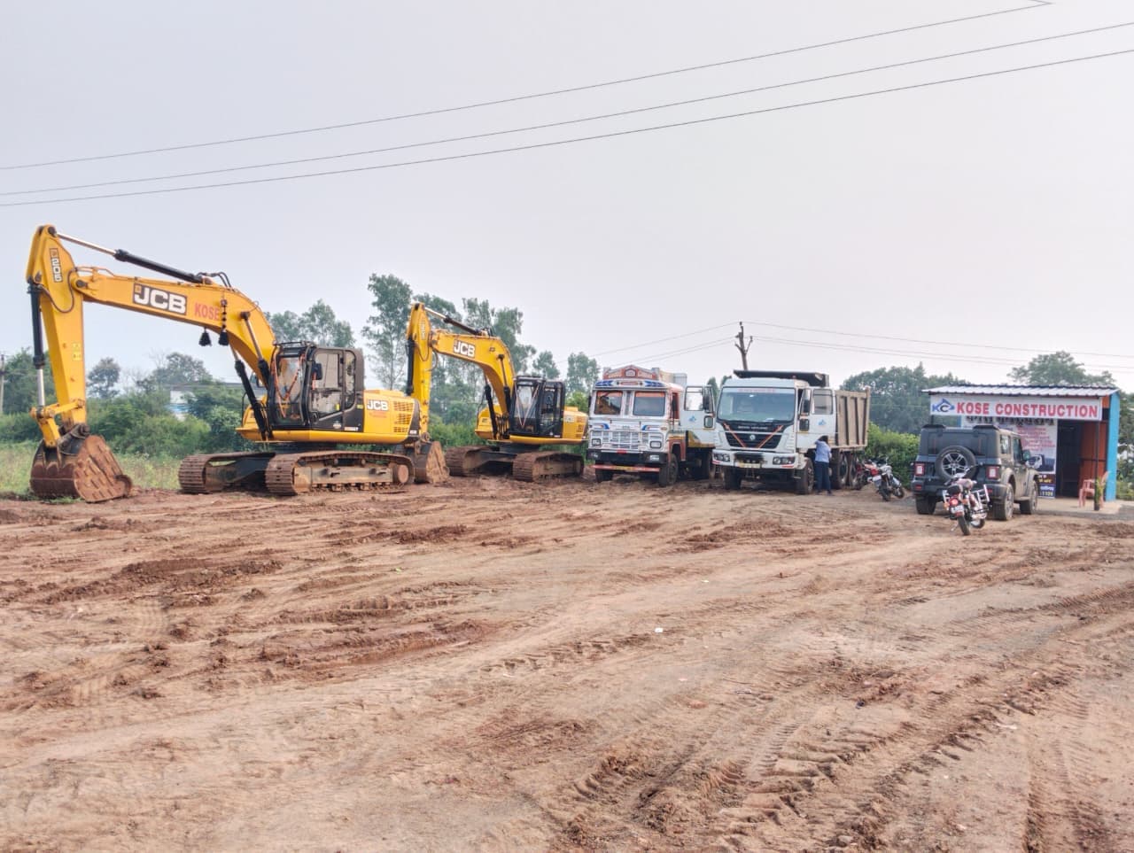JCB excavation machine working at construction site